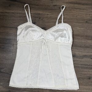 City Streets Vintage White Lace Camisole Top Adjustable StrapsBoho Cottagecore M